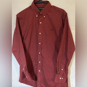 Ralph Lauren Red and Black Plaid Button Gingham button Down Shirt